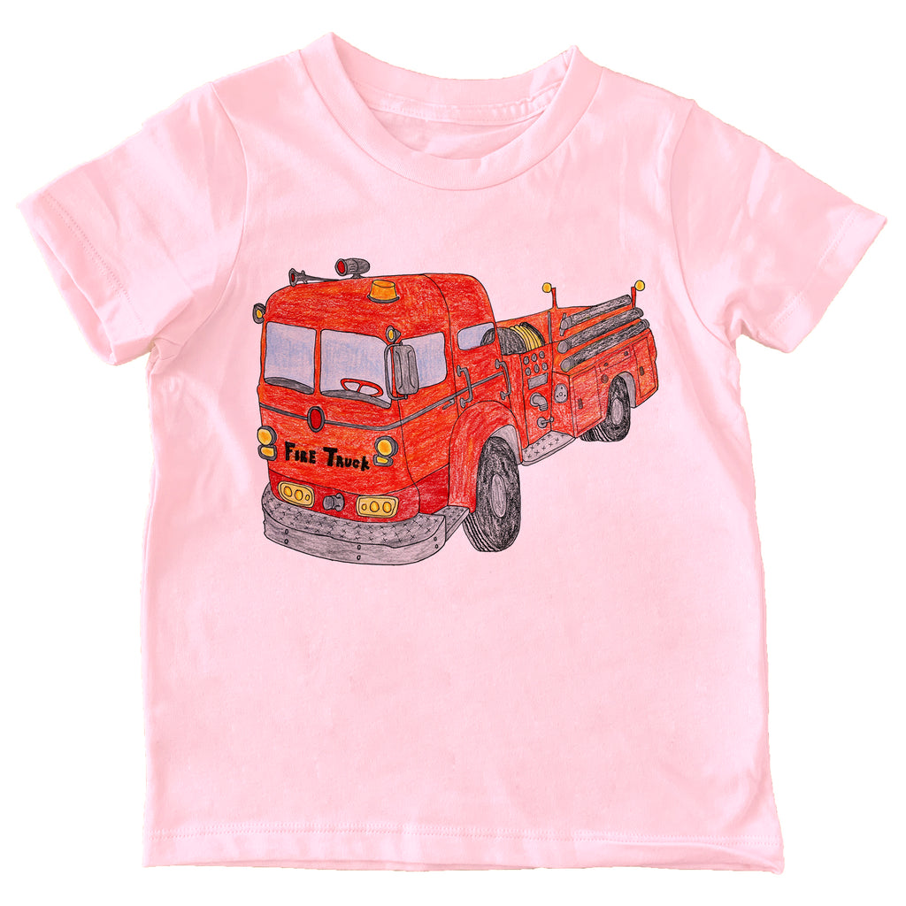 Fire Truck pink tee